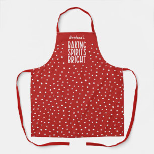 Baking Spirits Bright Funny Red Holiday Polka Dot Apron