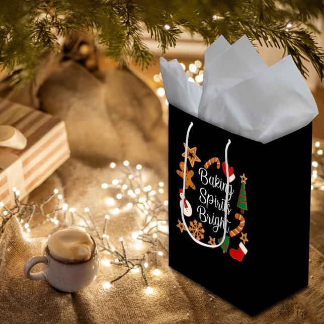 Baking Spirits Bright Gingerbread Christmas Cookie Medium Gift Bag (Creator Uploaded)