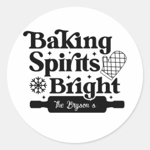 'Baking Spirits Bright' Gingerbread Christmas Home Classic Round Sticker