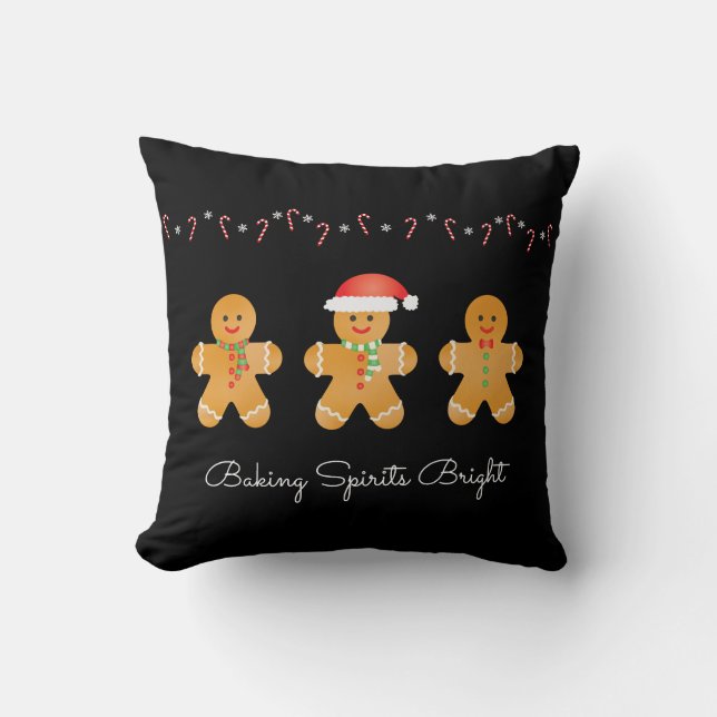 Baking Spirits Bright Gingerbread Men Cushion (Front)