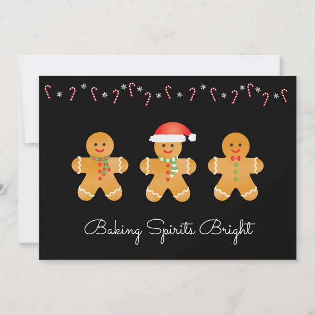Baking Spirits Bright Gingerbread Men Holiday Card (Front)
