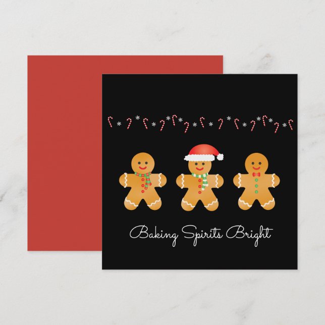 Baking Spirits Bright Gingerbread Men Holiday Card (Front/Back)