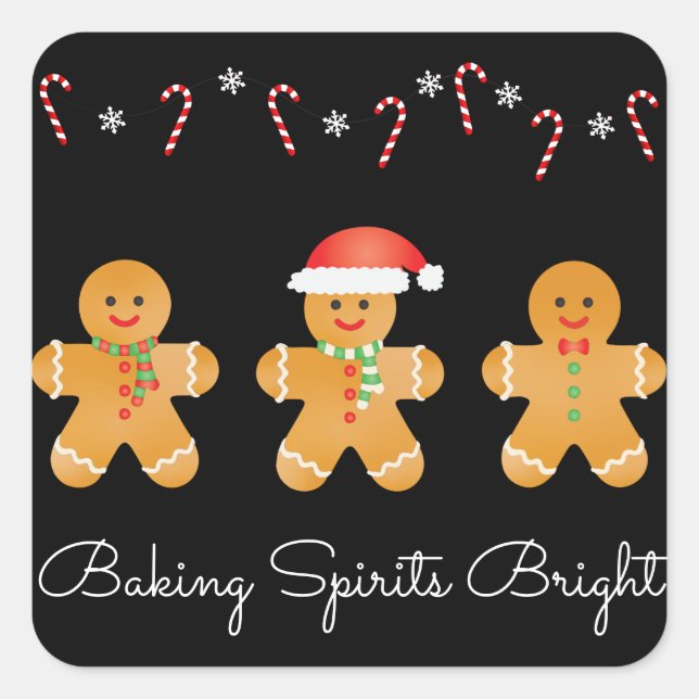 Baking Spirits Bright Gingerbread Men Square Sticker (Front)