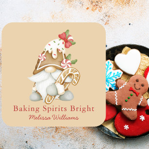 Baking Spirits Bright Gnome Christmas Holiday Square Sticker