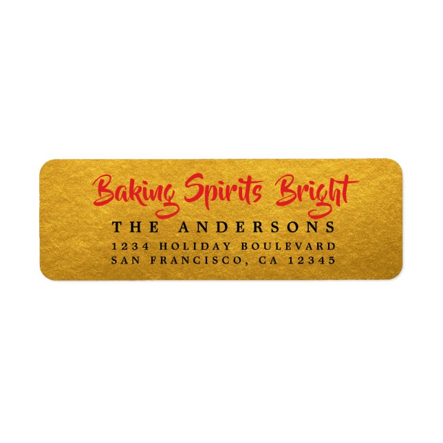Baking Spirits Bright Gold Holiday Label (Front)