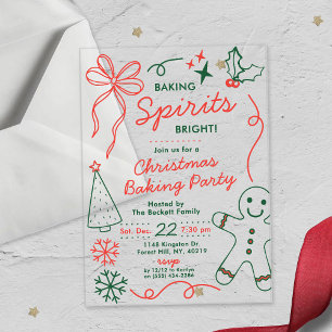 Baking Spirits Bright Holiday Cookie Swap Party Acrylic Invitations