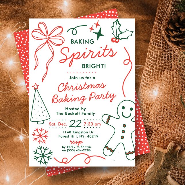Baking Spirits Bright | Holiday Cookie Swap Party Invitation (Creator Uploaded)