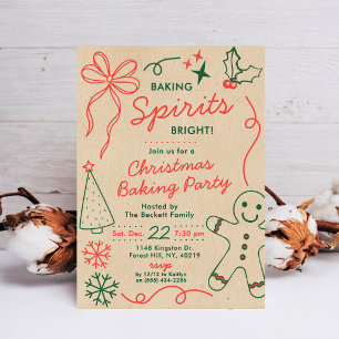Baking Spirits Bright Holiday Cookie Swap Party Invitation