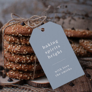 Baking Spirits Bright Minimal Simple Blue Grey Gift Tags