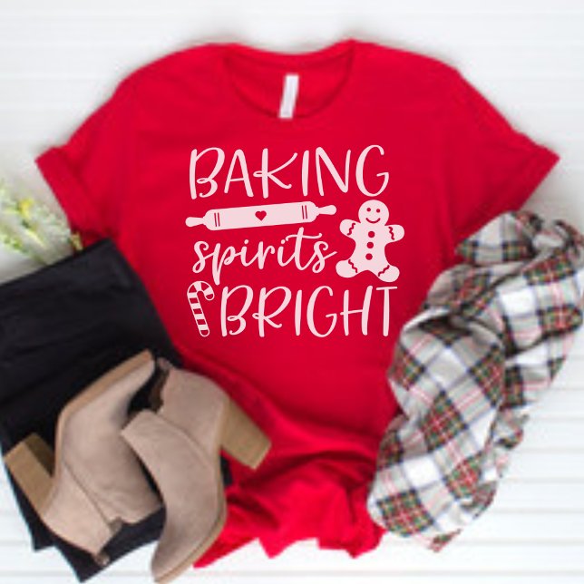 Baking Spirits Bright Modern Red Women's Christmas T-Shirt (Creator Uploaded)