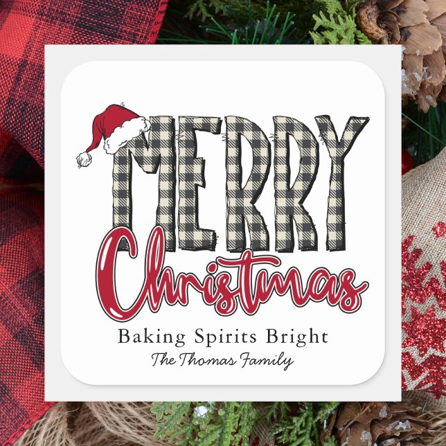 Baking Spirits Bright Modern Simple Christmas Square Sticker (Creator Uploaded)