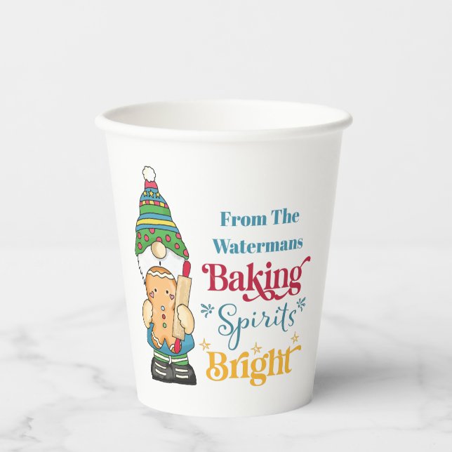 Baking Spirits Bright  Monogram Cookie Christmas Paper Cups (Front)