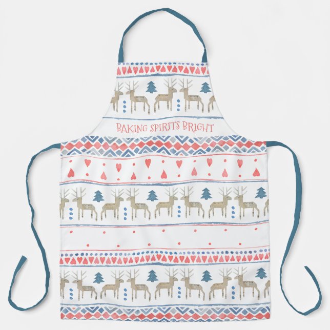 Baking Spirits Bright Nordic Reindeer Fairisle Apron (Front)