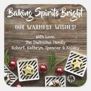 Baking Spirits Bright Personalised Square Sticker