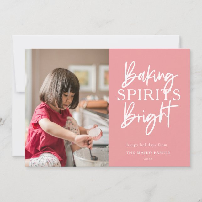Baking Spirits Bright Pink Christmas Photo Holiday Card (Front)