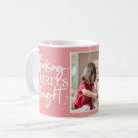 Baking Spirits Bright Pink Holiday Photo Coffee Mug<br><div class="desc">Festive white typography "Baking Spirits Bright",  pink holiday photo mug.</div>