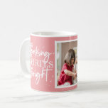 Baking Spirits Bright Pink Holiday Photo Coffee Mug<br><div class="desc">Festive white typography "Baking Spirits Bright",  pink holiday photo mug.</div>