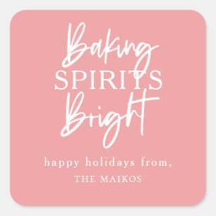 Baking Spirits Bright Pink Square Sticker