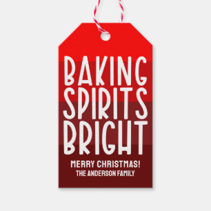 Baking Spirits Bright Red Striped Christmas Gift Tags
