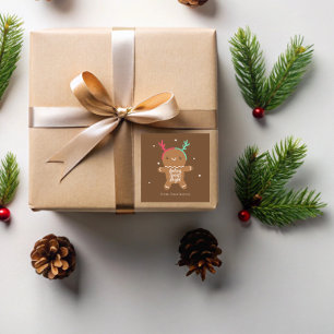 Baking Spirits Bright Reindeer Gingerbread Cookie  Square Sticker