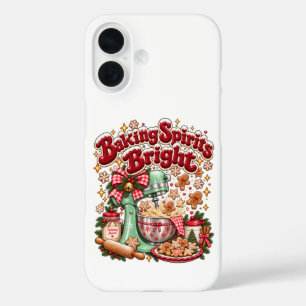 Baking Spirits Bright Retro Christmas Gingerbread iPhone 16 Case