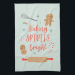 Baking Spirits Bright Tea Towel<br><div class="desc">This holiday kitchen towel features cute Christmas illustrations with a funny message.</div>
