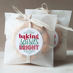 Baking Spirits Bright Typography Holiday Baking Classic Round Sticker