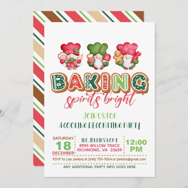 Baking Spirits Bright with Gnomes Invitation - WH  (Front/Back)