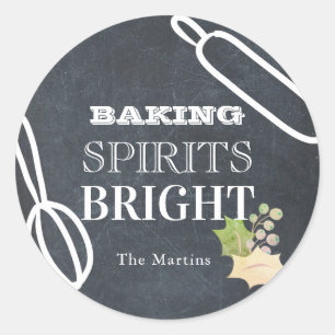 Baking Sprits Bright Holiday Chalkboard Classic Round Sticker