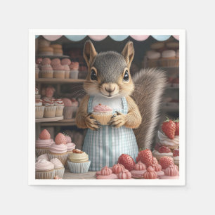 Baking Squirrel with Cupcake Napkin