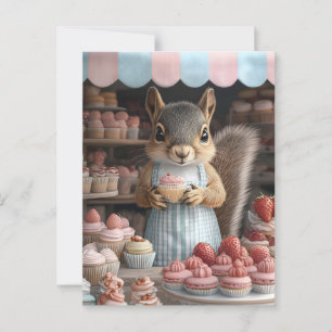 Baking Squirrel with Cupcake Postcard