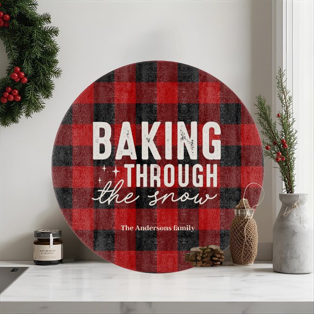 Baking Through the Snow Buffalo Plaid Christmas Cutting Board (Creator Uploaded)