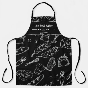 baking tools and food black white kitchen baker  apron