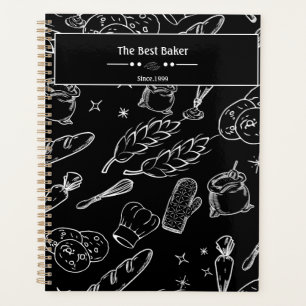 baking tools and food black white kitchen baker  planner