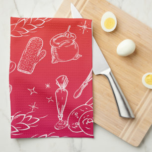 baking tools and food orange kitchen baker  tea towel