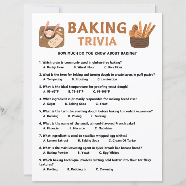 Baking Trivia Game (Front)