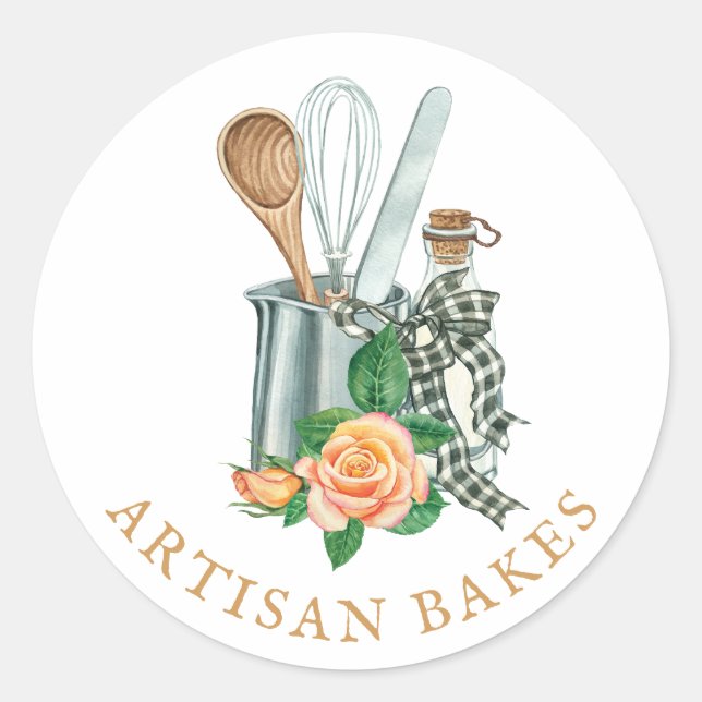 Baking Utensils Bakery Baker Classic Round Sticker (Front)