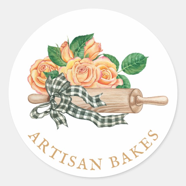 Baking Utensils Bakery Baker Classic Round Sticker (Front)