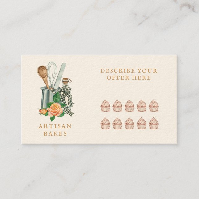 Baking Utensils Bakery Baker Loyalty Card (Front)