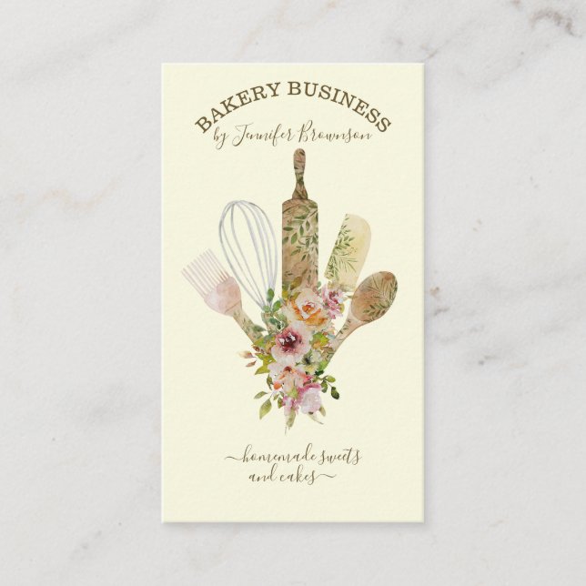 Baking utensils Catering Cook Chef vanilla cream Business Card (Front)