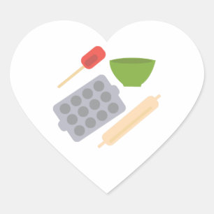 Baking Utensils Heart Sticker