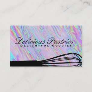 Baking Whisk Iridescent Holographic Business Card