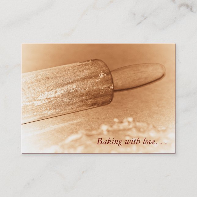 Baking with love . . . Rolling Pin Business Card (Front)