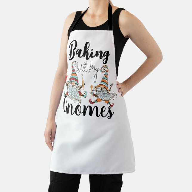 Baking with my Gnomes Modern Funny Scandinavian Apron (Insitu)