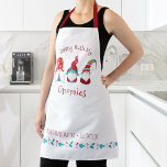 Baking with my Gnomies Modern Funny Holiday Nordic Apron<br><div class="desc">“Baking with my gnomies.” Here’s a wonderful way add to the fun of your holiday baking. Add extra sparkle to your holiday culinary adventures whenever you wear this adorable, whimsical, funny, simple, modern, custom name Christmas apron. Three cute, funny, whimsical Scandinavian designed gnomes in red, dusty blue and orange along...</div>