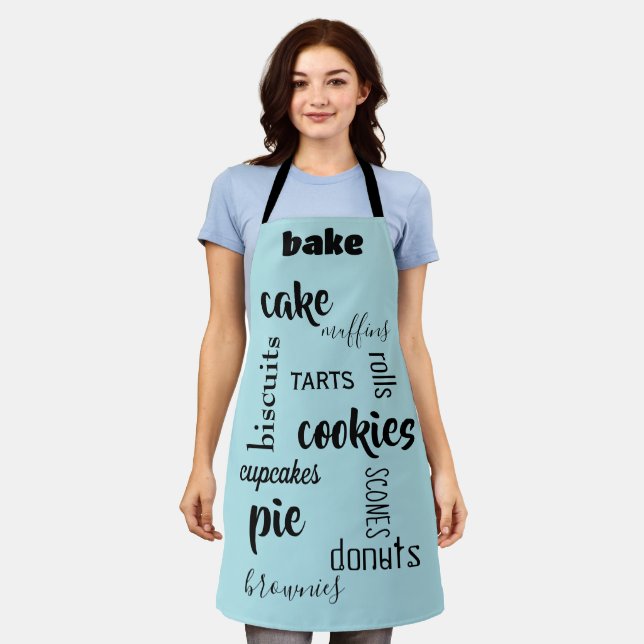 Baking Words Blue Kitchen Apron (Worn)