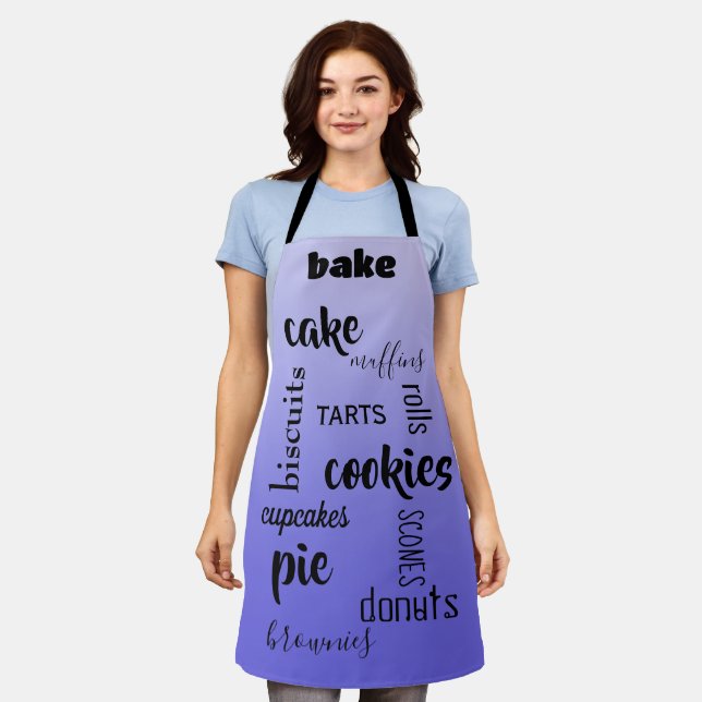 Baking Words Lavender Kitchen Apron (Worn)