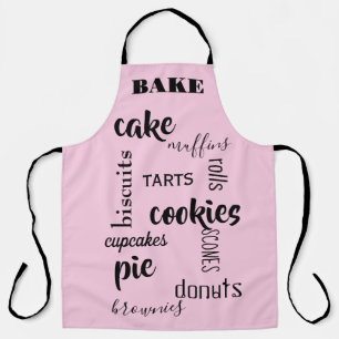 Baking Words Pink Kitchen Apron
