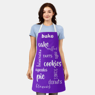 Baking Words Purple Kitchen Apron