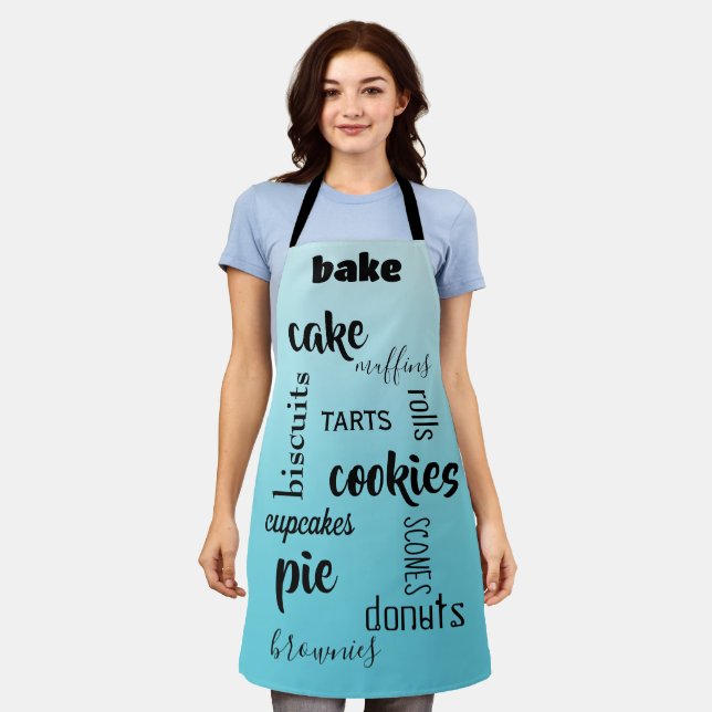 Baking Words Teal Kitchen Apron (Worn)